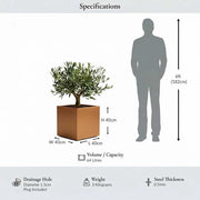 40cm Zinc Galvanised Copper Square Planter